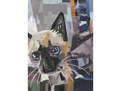 "The Curious Kitten," 7"x5" magazine collage