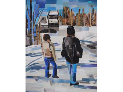 "The Hikers," 24"x18" magazine collage